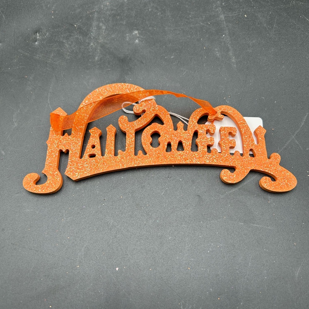 Orange Glitter Halloween Sign